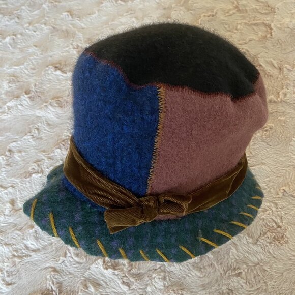 Crispina Ffrench One Size Patchwork Wool Bucket Hat 1996 Handmade USA main image 8
